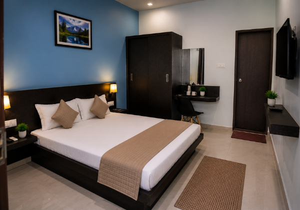 Non-AC room at Hotel Mauli, Mahur — bathroom
